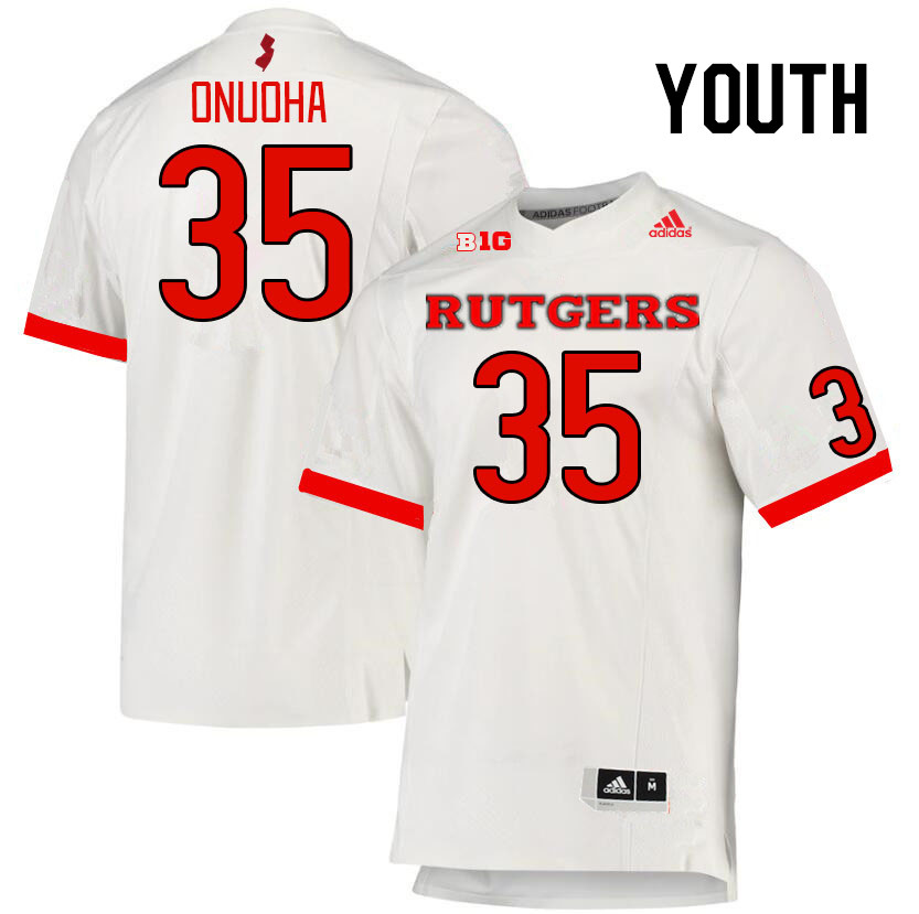 Youth #35 David Onuoha Rutgers Scarlet Knights College Football Jerseys Stitched Sale-White - Click Image to Close